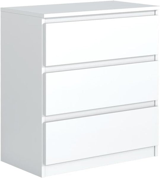 Drei-Schubladen Aufbewahrungskommode in Weiss, Aussenbreite 70cm fuer das Schlafzimmer