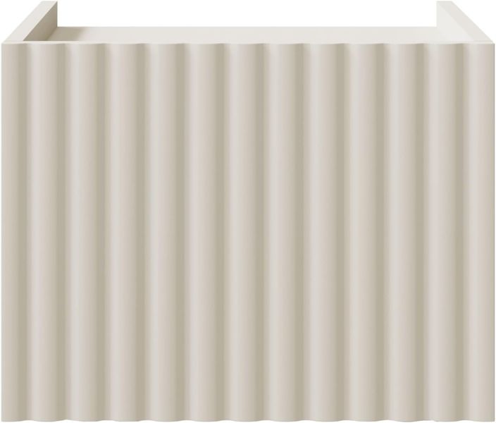 Wandmontierter Nachttisch aus MDF-Laminat mit Push-to-Open Mechanik, abgerundete Fronten, kaschmirfarbenes modernes Design 37x48x37cm