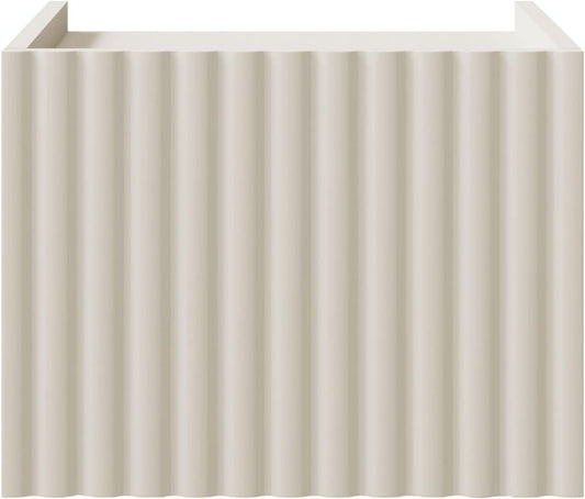 Wandmontierter Nachttisch aus MDF-Laminat mit Push-to-Open Mechanik, abgerundete Fronten, kaschmirfarbenes modernes Design 37x48x37cm