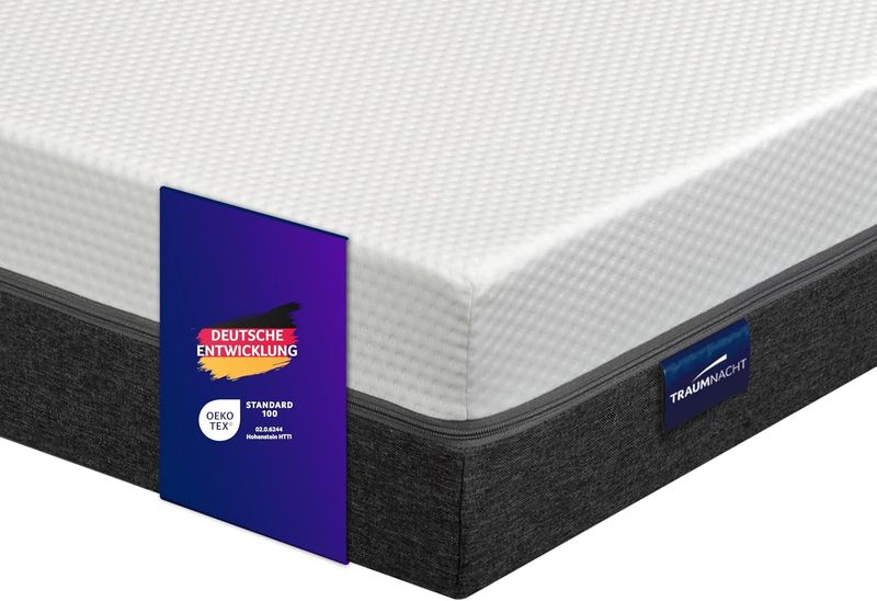 7-Zonen Kaltschaummatratze mit Sky-Therm Komfortauflage und Oeko-Tex Zertifikat, mittelfester Haertegrad 3, deutsche Fertigung 19cm hoch 90x190cm